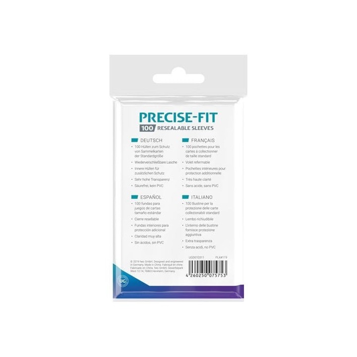 Ultimate Guard Precise-Fit Sleeves Standard Size (100) - Resealable